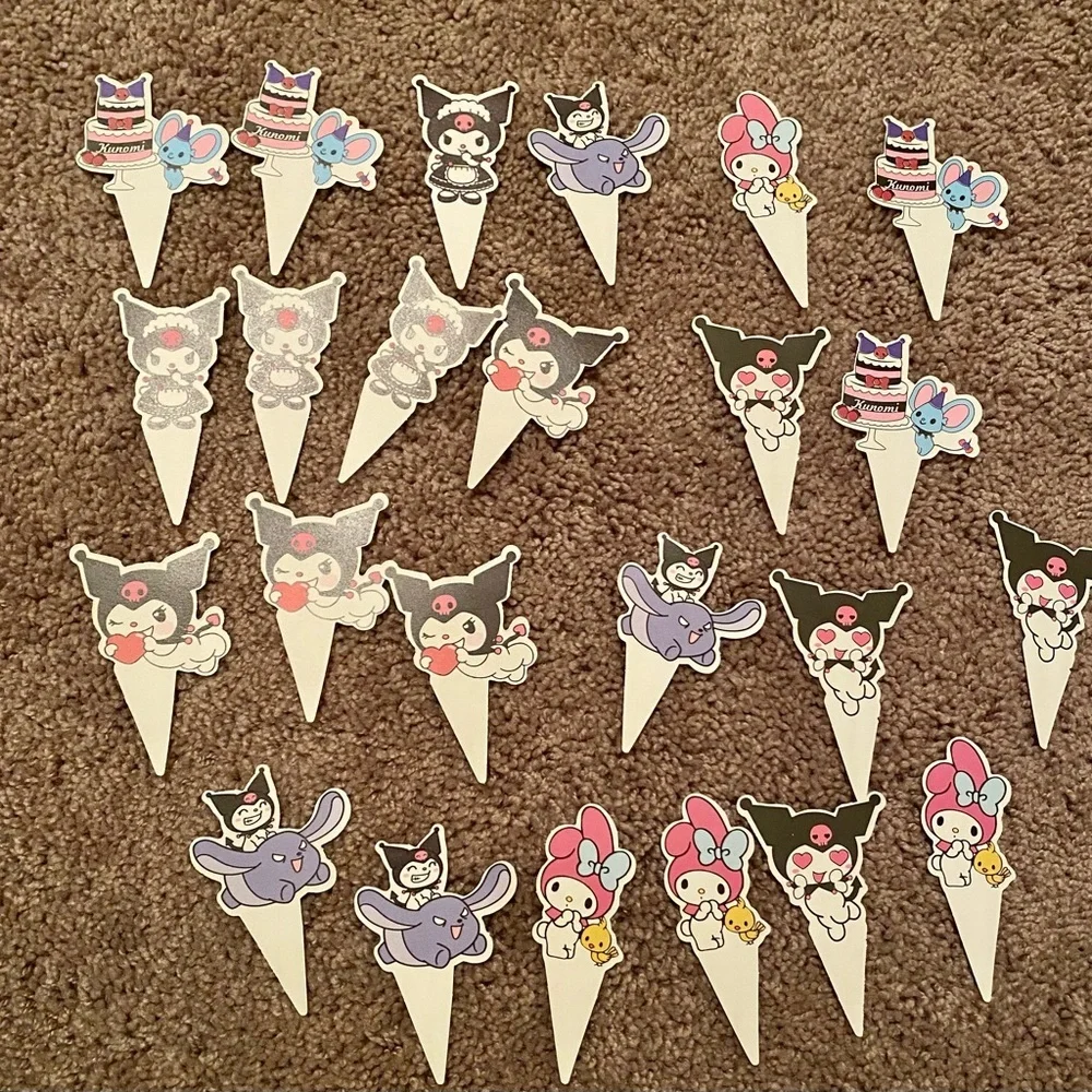 24pcs Kuromi Cupcake Toppers for Kids Birthday Party Decorations Supplies